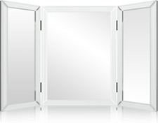 Trifold 3-way Mirror For Makeup And Hair 28x40 Inch Tabletop Bathroom