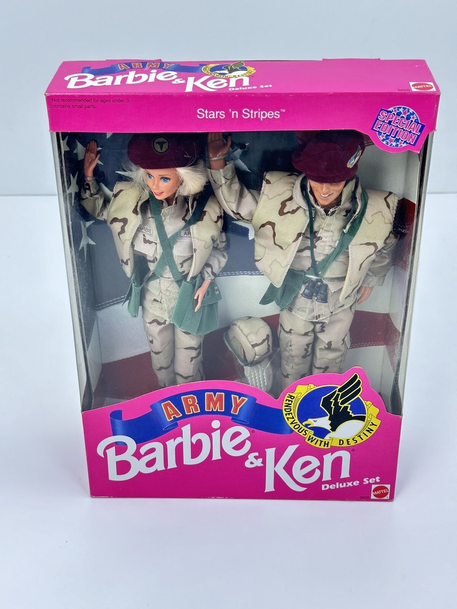 Vtg Army Barbie And Ken Deluxe Set Stars 'N Stripes Special