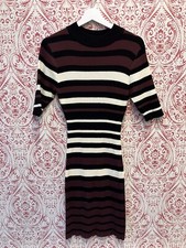 Apricot Striped Body Fitting Dress Size 16