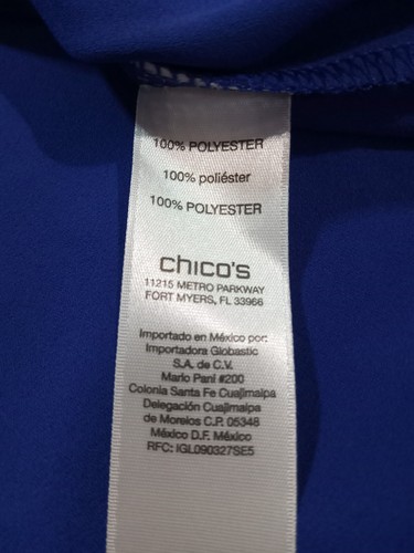 CHICO’S 2 Piece Set Tweed Jacket Fringe and Sleeveless Blouse Royal Blue NEW - Picture 14 of 15