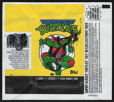 1989 Topps TMNT Teenage Mutant Ninja Turtles Opened Wax Pack Wrapper AA882