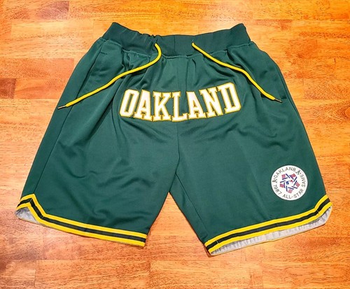 Just Don Oakland Athletics Shorts Baggy Drawstring Lined Men's Sz Large Green - Picture 9 of 13
