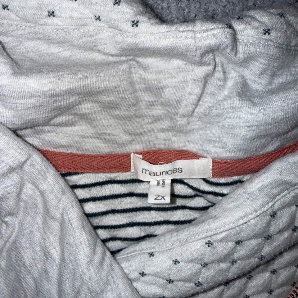 maurices Womens 2X Quilted Stripe Cowl Neck Sweatshirt Top Rose Gold Zipper - Image 4 of 4