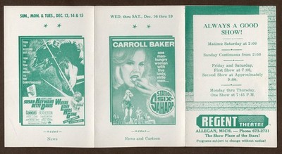 Regent Theater Handbill Flyer Advertisement, Vtg 1964, Santa Claus Conq Martians
