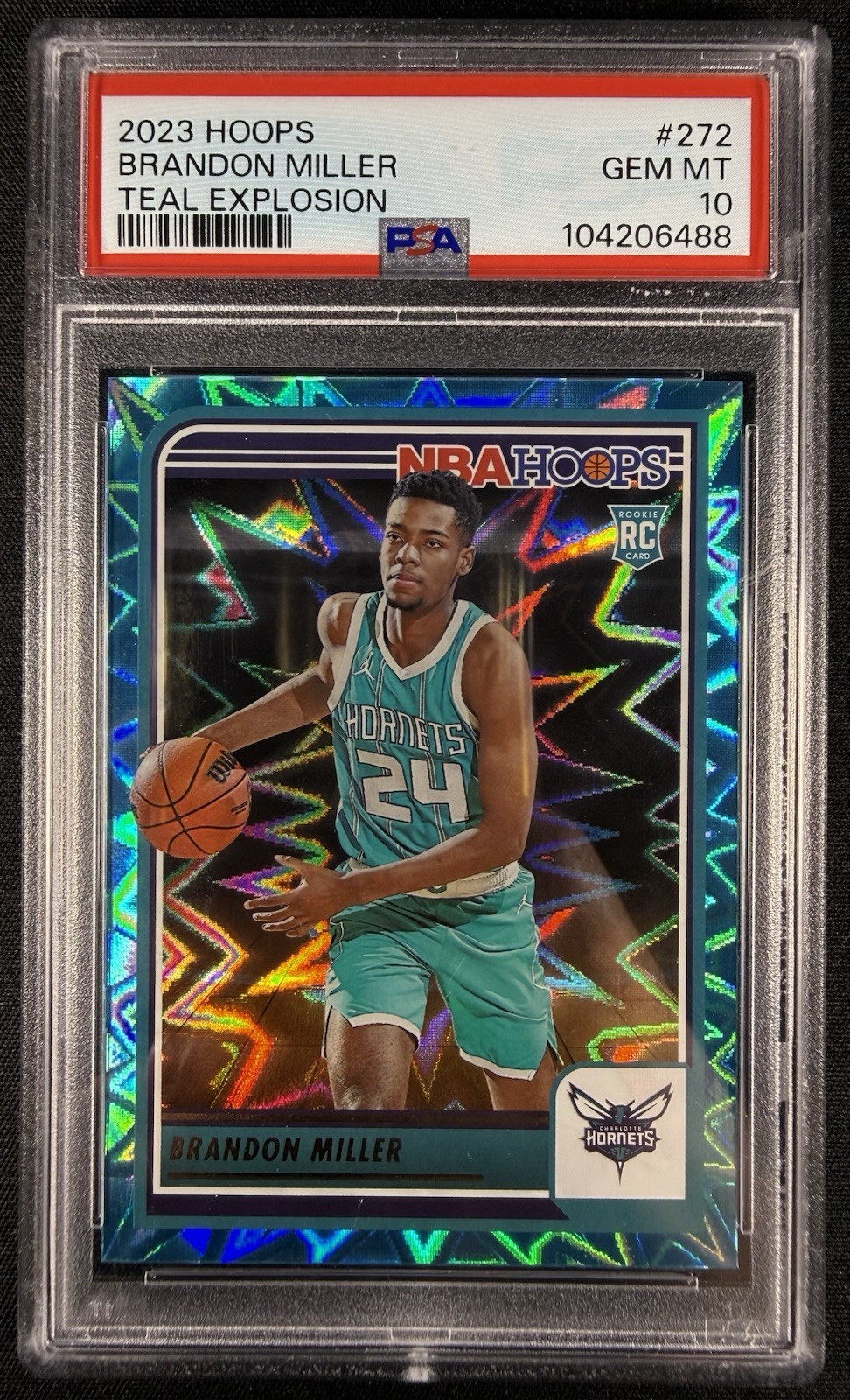 2023-24 Panini NBA Hoops Brandon Miller Teal Explosion Rookie #272 PSA 10