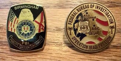 FBI Operation Iraqi Freedom Collectible Pin + Birmingham Field Office Pin