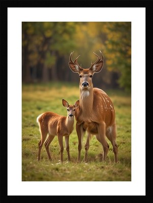Kühner Hirsch gerahmtes Wandbild Poster Leinwanddruck Bild