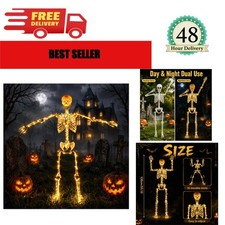 Light Up Halloween Skeleton 53" Poseable LED Yard Decor with Red Eyes