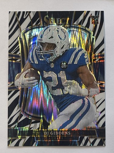 2025 Panini Select - Premier Level DJ Giddens #131 Zebra Prizm Colts (RC)(O-81)