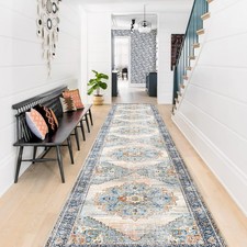 Washable Runner Rug - Navy Rectangular