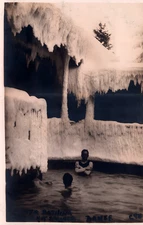 c 1910 Byron Harmon RPPC Photo AZO Postcard Cave & Basin Hot Springs Banff AB