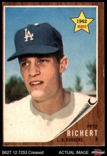 1962 Topps #131 Pete Richert Normal Tint Dodgers RC COMMON VARIATION 2 - GOOD