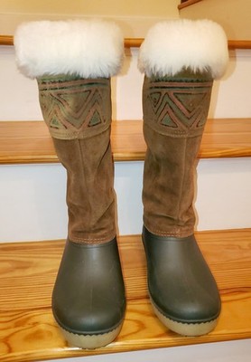 Vintage Baffin Roughout Antique Suede Leather Snow Boots, Womens 8, Free Ship