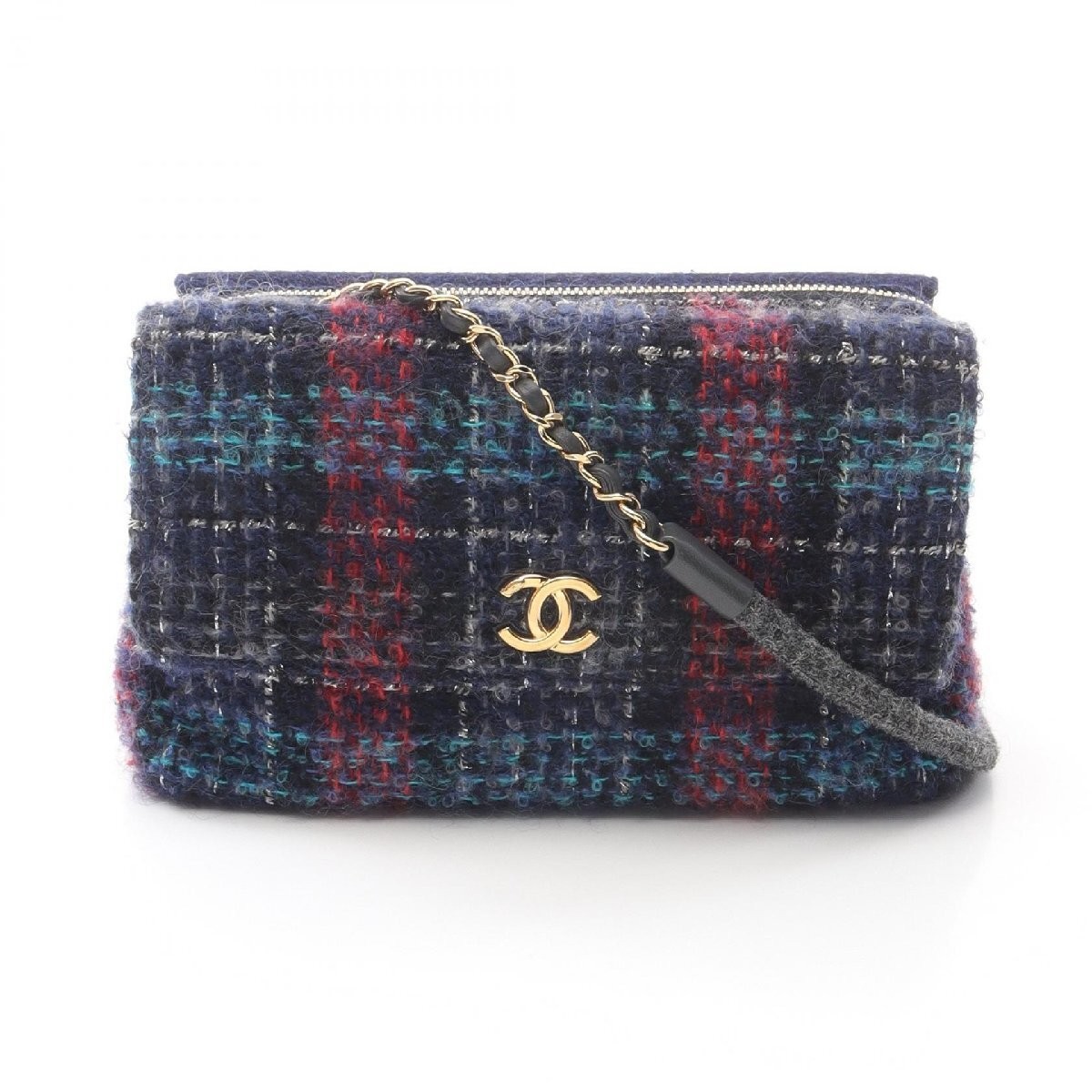 Chanel Tweed Shoulder Bag in Calfskin Style 454850