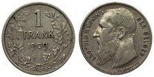 Belgium - 1 Franc 1909 - Leopold II, Dutch tekst, Silver