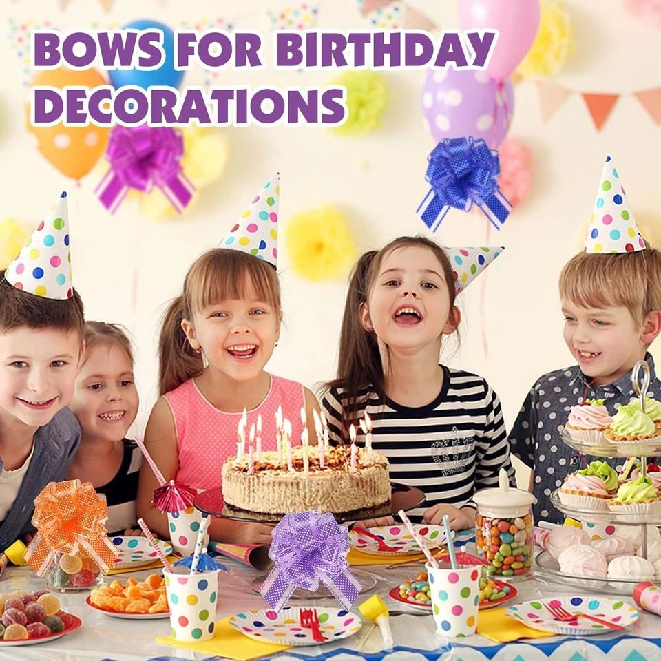 24 шт. большие банты для подарочной упаковки, 12 цветов 6 дюймов 24 шт. - 6 дюймов в горошек - Изображение 3 из 4