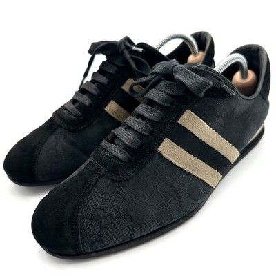 Womens GUCCI BM4527 GUCCI Sneakers GG Pattern Low cut Canvas Suede Black Webbing