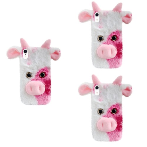 1pc Fluffy Plush Cow Mobile Phone Case Protector Compatible with iPhone - Picture 18 of 18