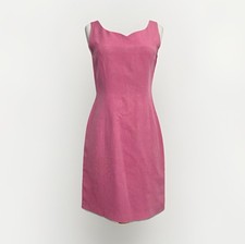 Laura Ashley Vintage Sz 4 Silk/Linen Pink Sleeveless Pencil Dress Sweetheart
