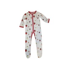 Kyte Baby Bamboo Romper Snap Sleeper Pajamas White Strawberries 6-12 Months