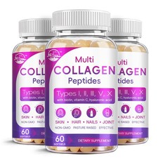 Multi Collagen Peptides Softgel Type I, II, III, V, X Hydrolyzed Collagen P...