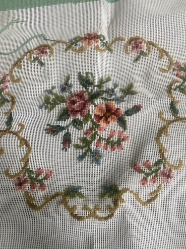 VERVACO BELGIUM NEEDLEPOINT PILLOW ONLY CANVAS Started  No Yarn Only Canvas