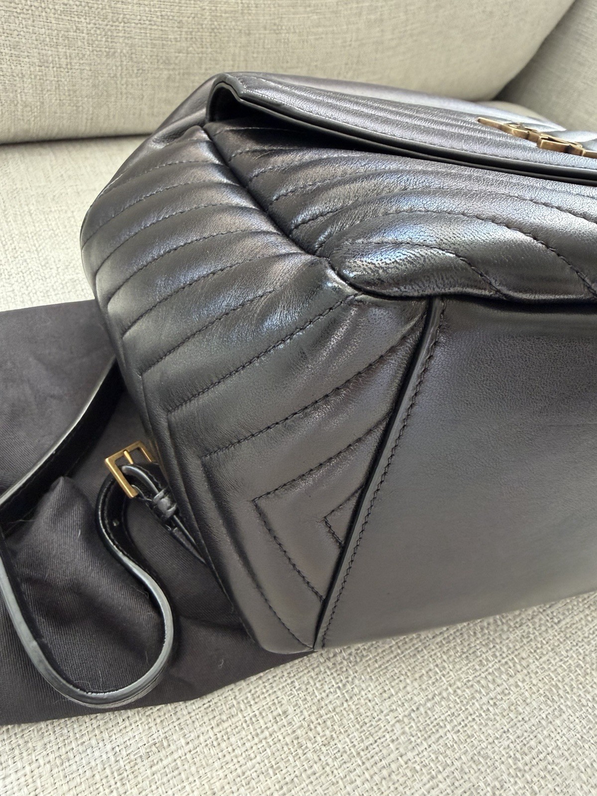 Authentic Saint Laurent Joe Drawstring Black Quil… - image 13