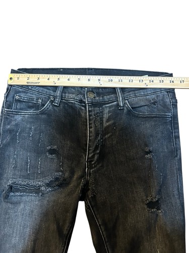 Jeans uomo MNML taglia 32x33 nero slim fit denim elasticizzato invecchiato usato in ottime condizioni - Foto 4 di 4
