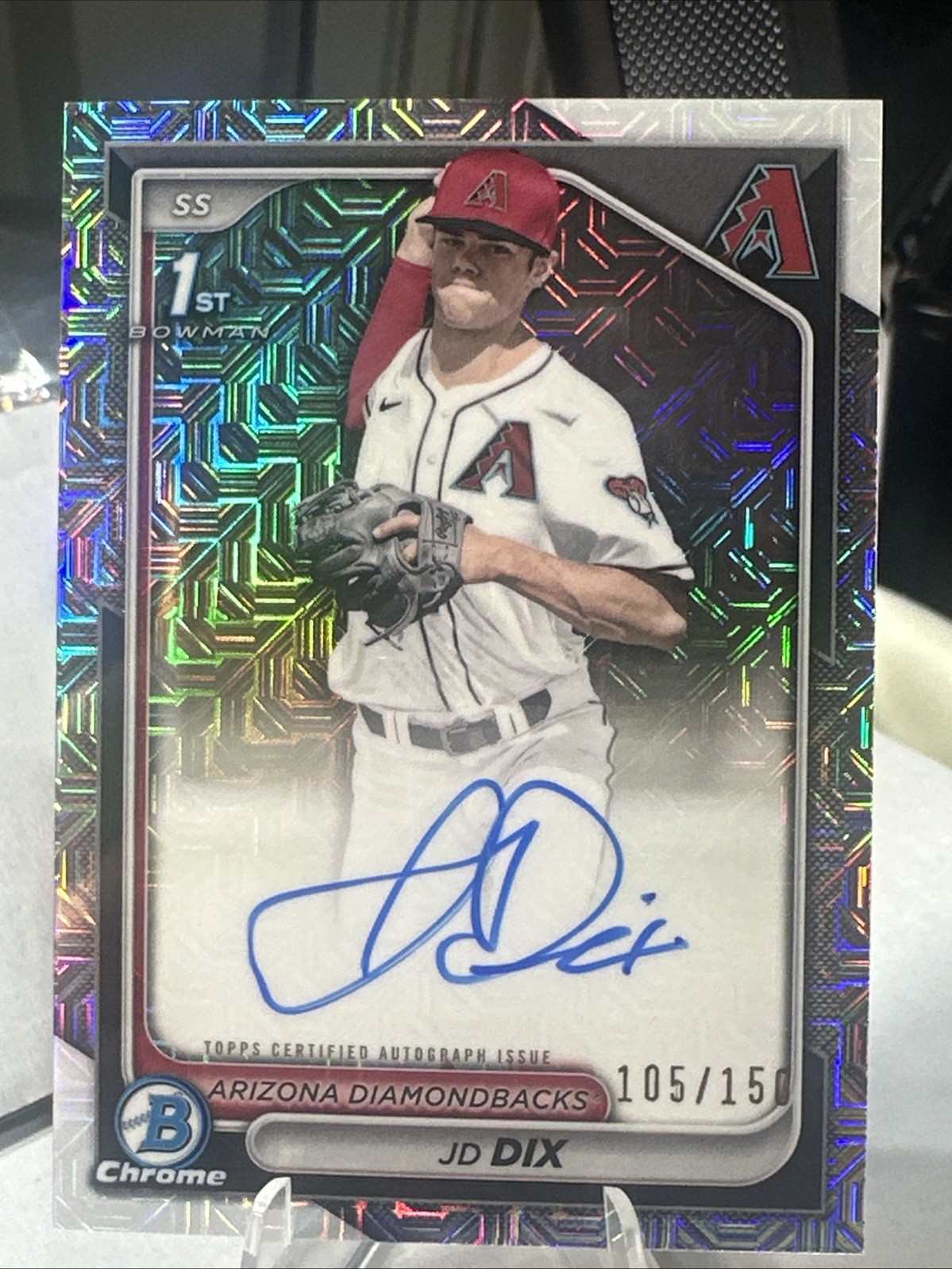 JD Dix 2024 Bowman Chrome Draft HTA Choice Refractor 1st RC Auto /150 D'backs