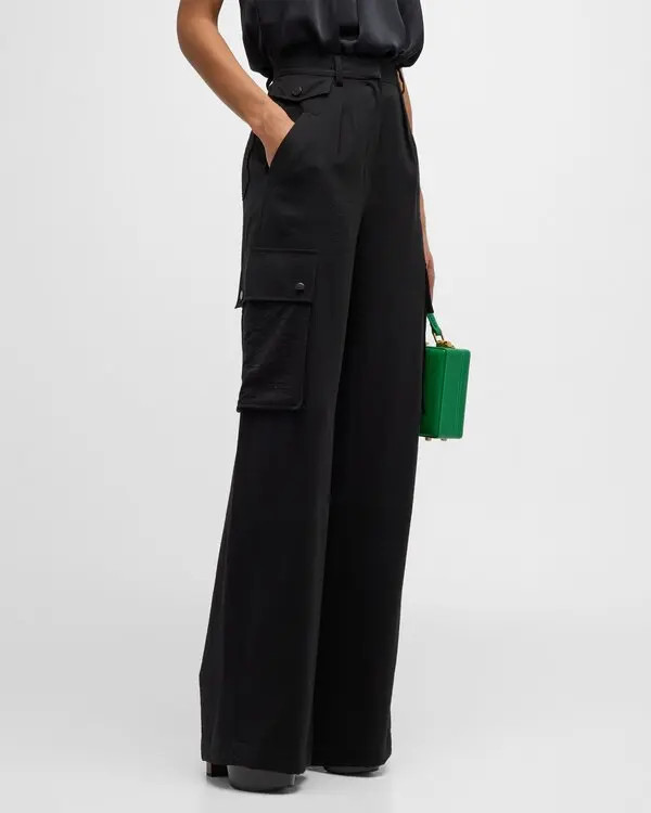 RAMY BROOK Emil Black High Waist Wide-Leg Cargo Pants Size 0