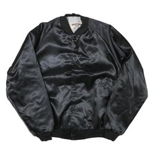 WESTARK Mens Black Satin Starbuilders Karaoke Button Jacket M Nylon Bomber Plain