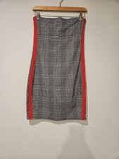 Express Women's Plaid Strapless Dress With Red Stripes, Size Small