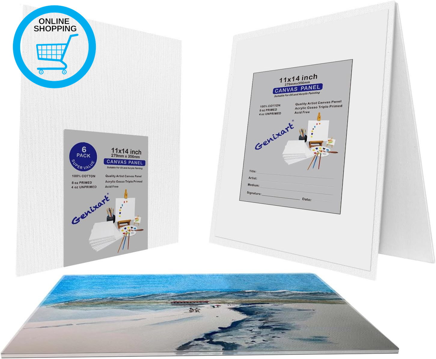 White Blank Canvas Panels for Art - Primed Artist Canvases Boards for Acrylics &