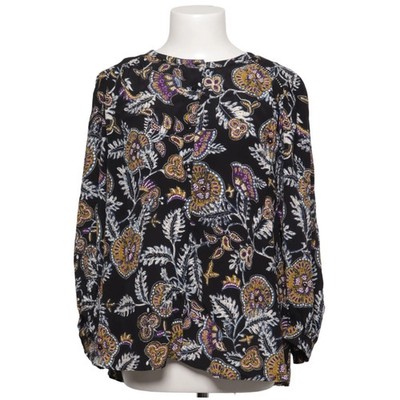 Ba&sh, Bluse, Größe: M, Schwarz/Mehrfarbig, Baumwolle/Viskose, Blumen #nD7
