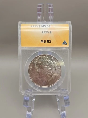 1923 $1 Peace Silver Dollar ANACS MS62