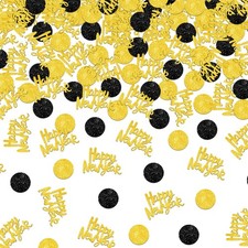 , Glitter, Gold and Black Happy New Year Confetti - Pack of 200 New Years C...