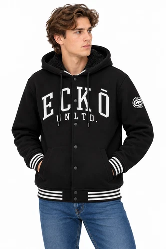 Brand New Ecko Unltd Mens Brown Hooded Varsity Style Jacket S-XL video thumbnail