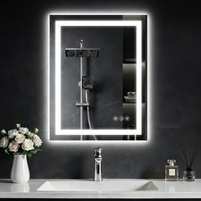 24"x 32" LED Bathroom Mirror with Light, 32"L x 24"W White 3 Light Modes 