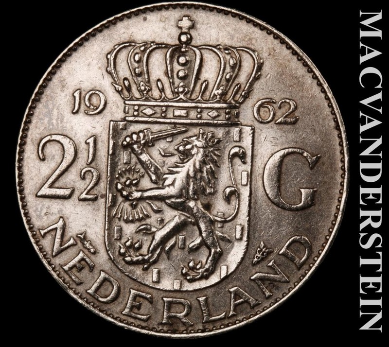 Netherlands: 1962 Silver 2.5 Gulden - Scarce  High Grade  Lustrous  #L6646