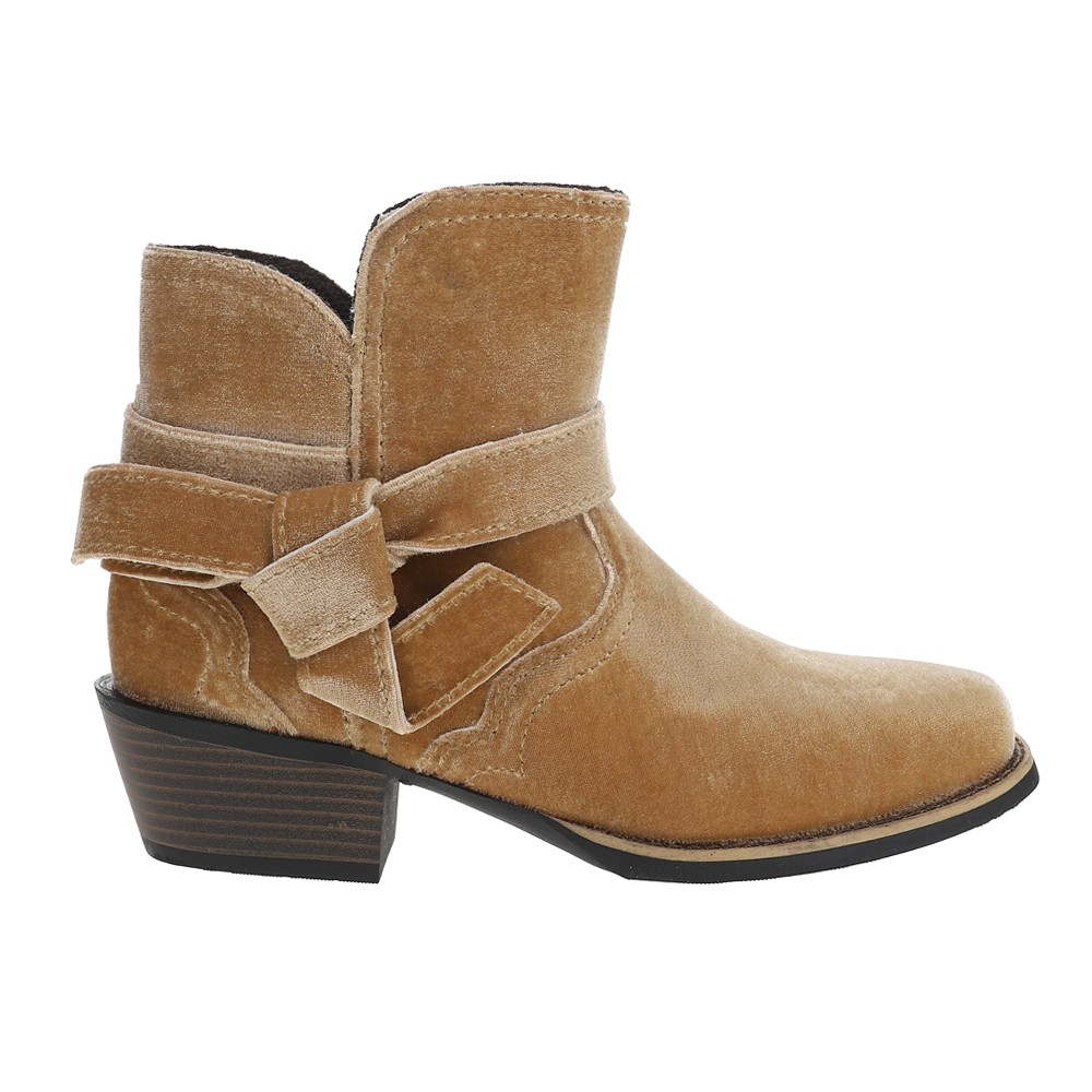 Justin Boots Elana Velvet 6 Inch Square Toe Cowboy Booties Womens Brown Casual B