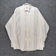 Brooks Brothers Tuxedo Shirt Mens 17-35 White Pleated Wing Collar French Cuff