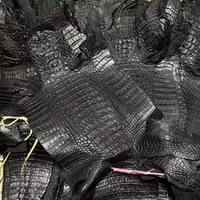 Real Alligator Crocodile Skin Leather Hide Exotic Soft Pelt DIY Craft Black