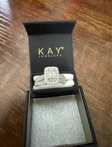 Kay’s THE LEO Diamond engagement wedding band 14K White Gold Halo Ring  size 6.5