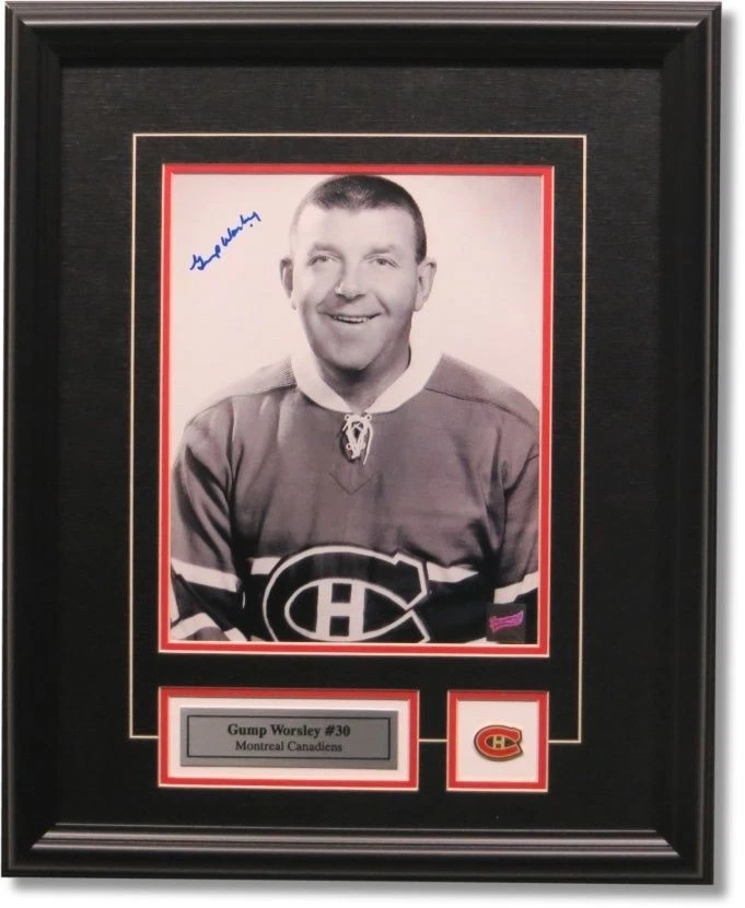 Lorne Gump Worsley Personalizado Enmarcado Autografiado 8X10 Auténtico con Certificado de Autenticidad