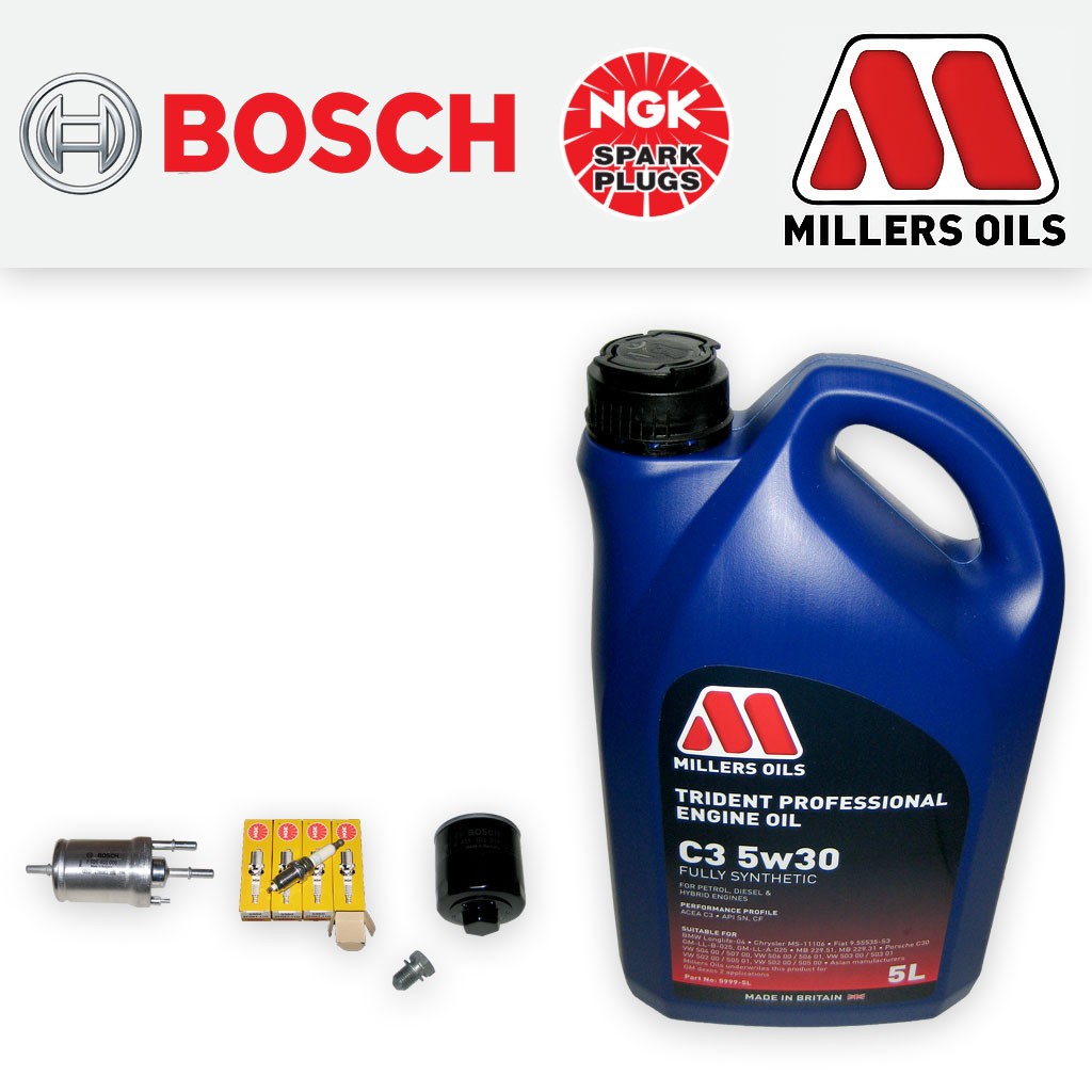 SERVICE KIT VW POLO MK5 6C 6R 1.4 16V CGGB OIL FUEL FILTERS PLUGS +OIL 2009-2015