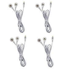 4 Pack TENS Lead Wires   2.35mm Shielded Plug to Snap Electrode Cables   Comp...