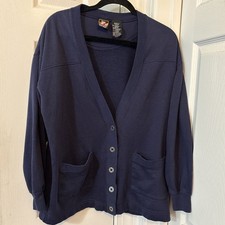 Vintage USA Olympic Women  s Fleece Cardigan Sweater JCPenney 90s Navy Blue Sz S