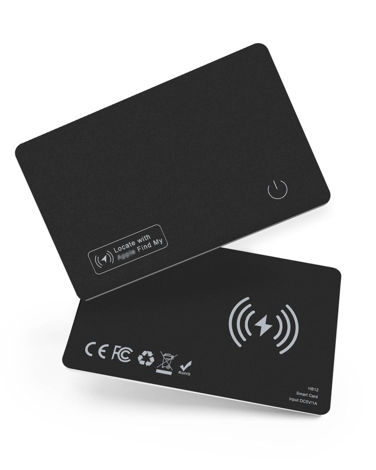 Carte de localisation Find My noire pour portefeuille fin rechargeable