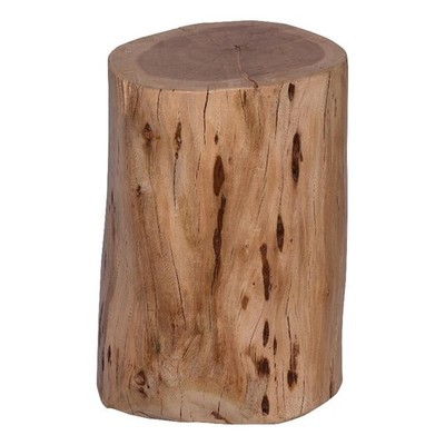 17 Inch Accent Stump Stool End Table-Live Edge Acacia Wood Log with Grain Detail