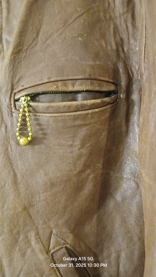 Chaqueta de piel de caballo años 20/30/crebilla corona hermoso estado  Foto 4 de 4